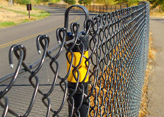 Dark Green Hot Dipped Chain Link Fence Roll Silver Electric Galvanized 10m With PVC Coating