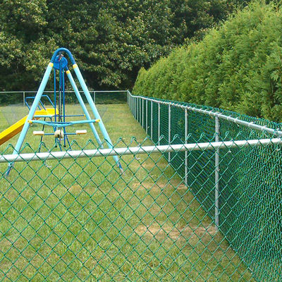 PVC Coated Chain Link Mesh Fence Rust Resistant Zinc Coating For Garden Security Square Hole Shape