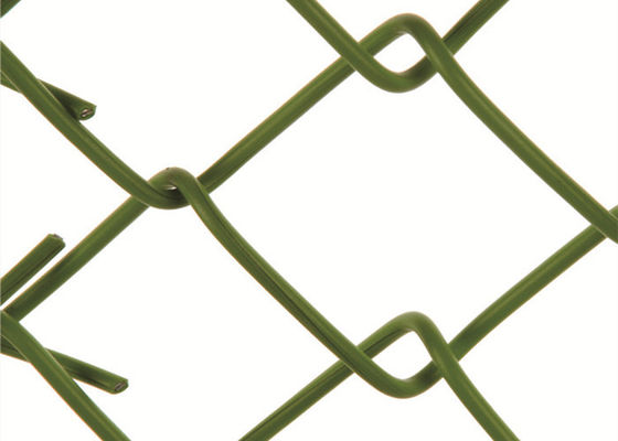 Dark Green Hot Dipped Chain Link Fence Roll Silver Electric Galvanized 10m With PVC Coating