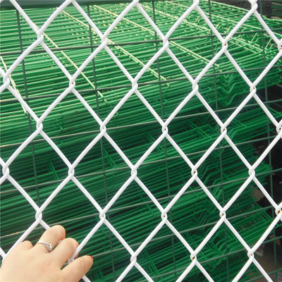 PVC Coated Chain Link Mesh Fence Rust Resistant Zinc Coating For Garden Security Square Hole Shape