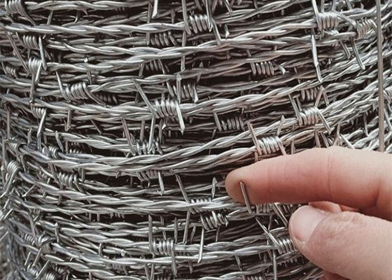 Galvanized Barbed Wire Farm Fencing Single Twist And Three Twist Weaving 7.5cm-15cm Barbed Distance