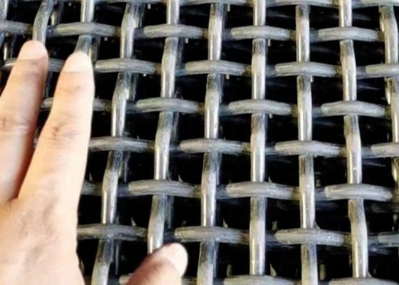 Tensile Tinggi 65mn 45# Manganese Steel Iron Wire Woven Quarry Rock Square Hole Crimped Wire Mining Screen Mesh