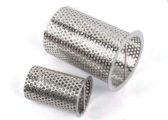 Pipa logam perforasi yang disesuaikan dengan pengelasan elektrolitik dengan bolong tusukan tunggal atau ganda dan diameter lubang 0,5mm-20mm